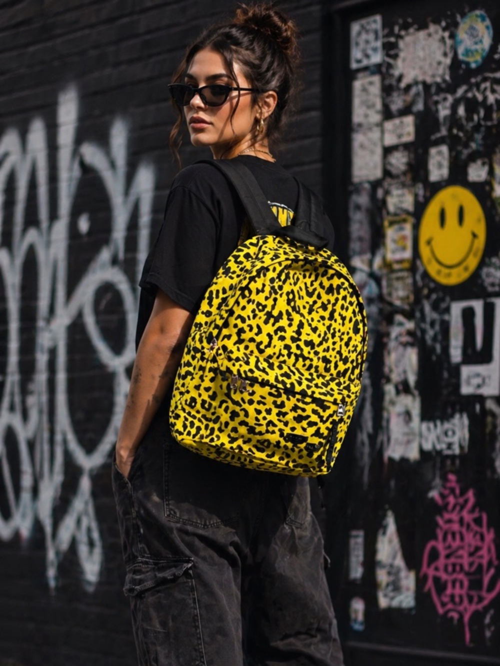 Yellow Leopard Animal Print Backpack